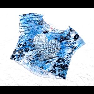 Justice Girls Heart Bling Animal Print Crop Top | Size 10 | EUC ✨
